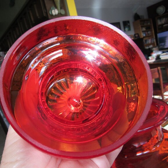 Vintage Red Glass Large Canister 12" - Picture 4 of 5